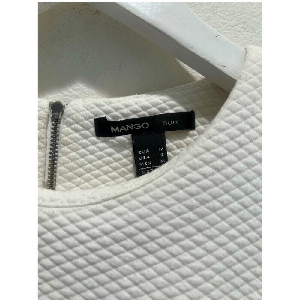 Mango White Structured Textured Mini Dress CBK Quiet Luxury Size M - Picture 12 of 15
